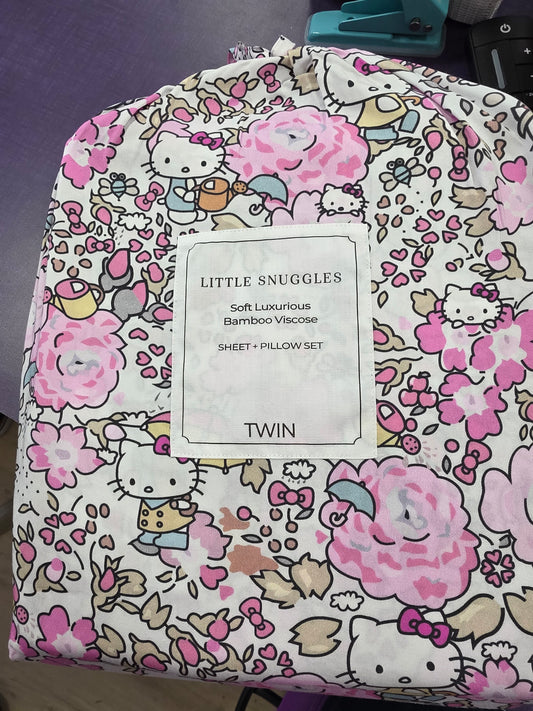Garden Kitty Bamboo Twin Sheet Set
