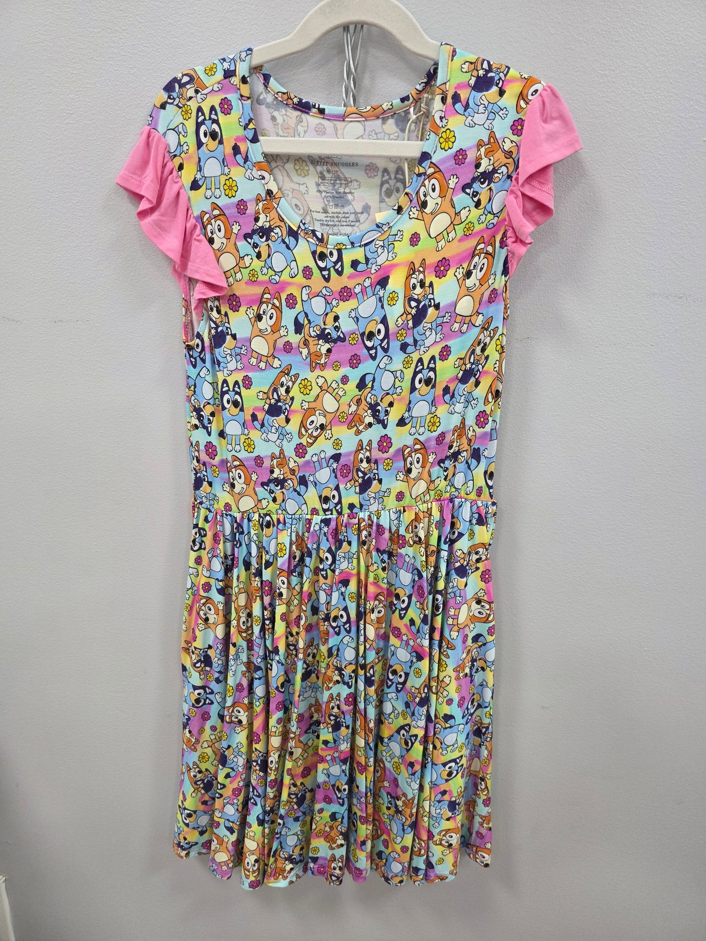 Rainbow Pups Bamboo Twirl Dress