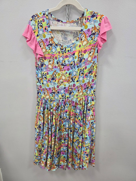 Rainbow Pups Bamboo Twirl Dress