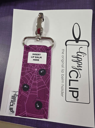 Purple Spider web lippy clip lip balm holder