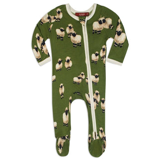Bamboo Zipper Footed Romper Valais Sheep | Milkbarn